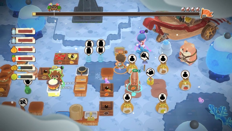 雪ステージは地面が滑って大変！