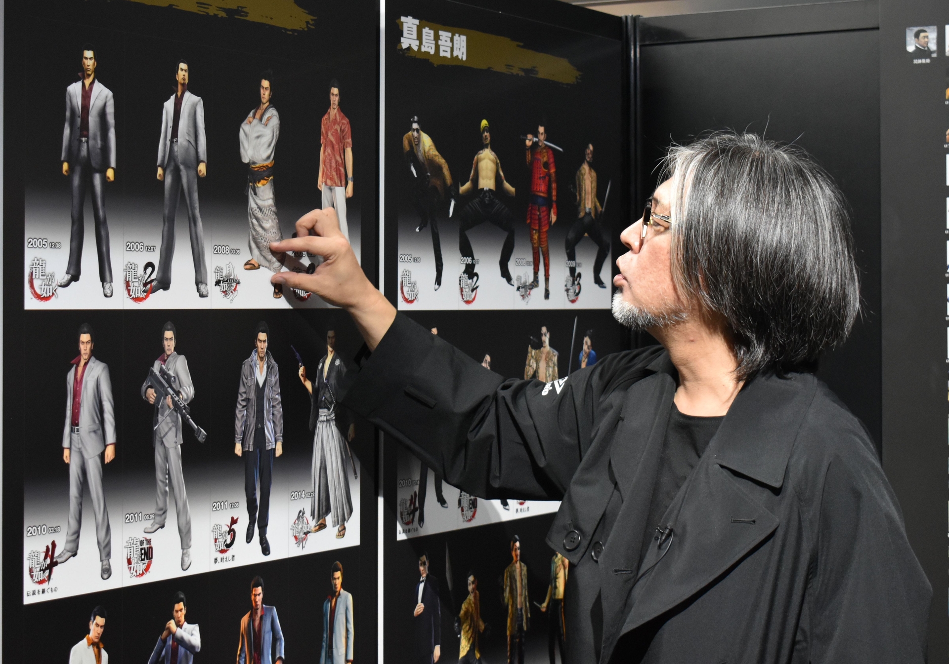 シリーズを通して出演しているキャラクター達の展示も。ビジュアルが大きく変わっているキャラもいる