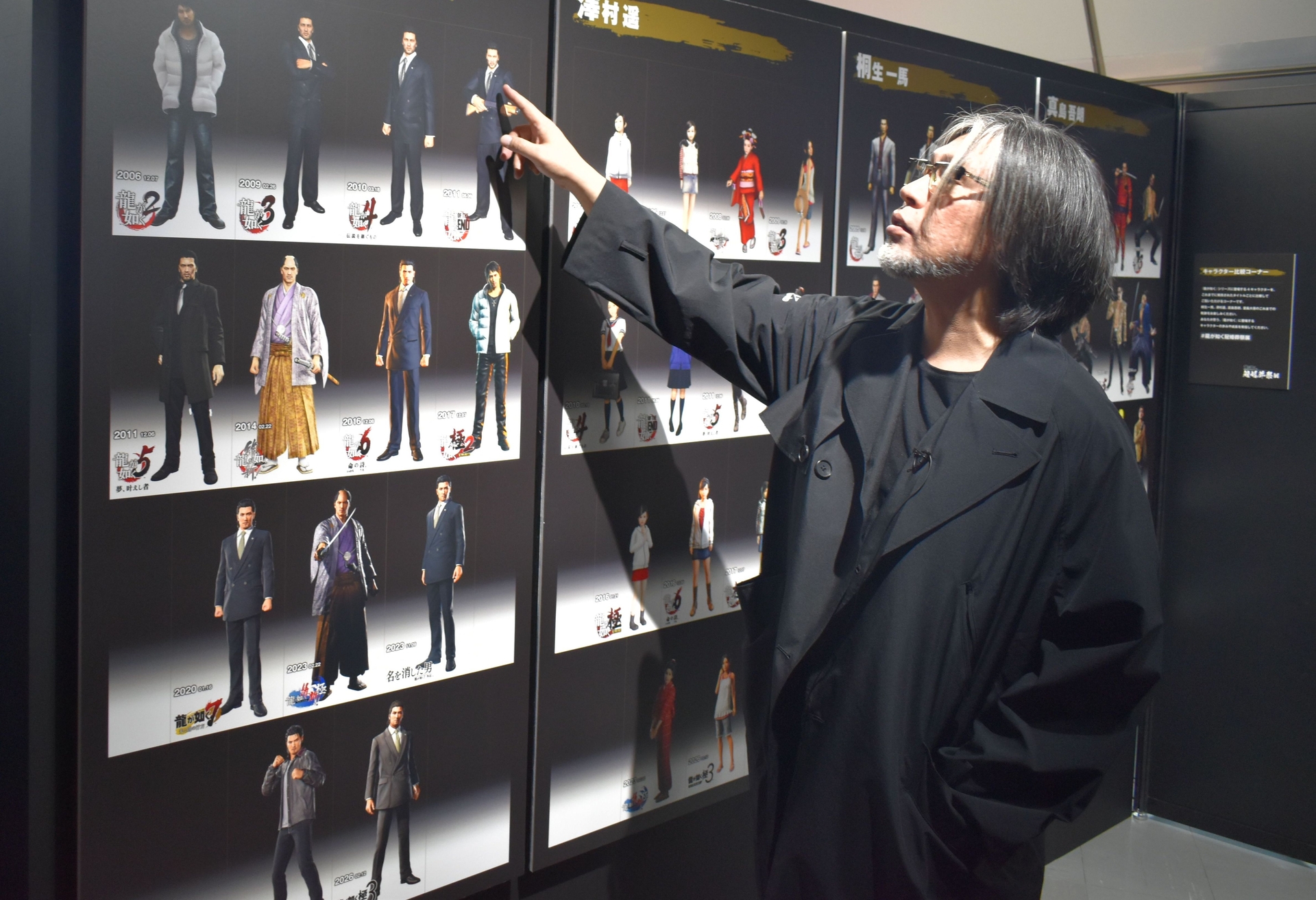 シリーズを通して出演しているキャラクター達の展示も。ビジュアルが大きく変わっているキャラもいる