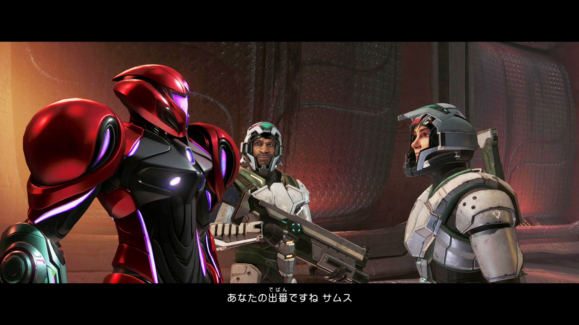 ビューロスで出会う銀河連邦の兵士たち。ここでの行動はサイキック能力を必要とするため、主にサムスのサポート役に回る