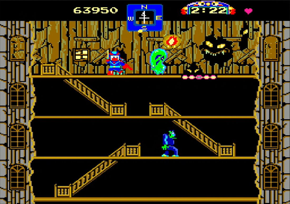 「あッ」ボタンを押すと、近くにいる敵があっち向いてホイ状態に。このスキにロッドで叩いて倒すか、そのまま通過してかわそう