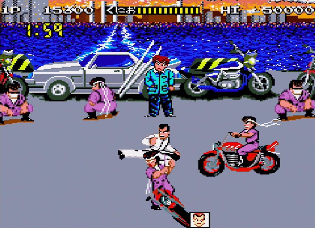 ステージ2の波止場では、バイクに乗った族たちが爆音を鳴らしながら襲い掛かる