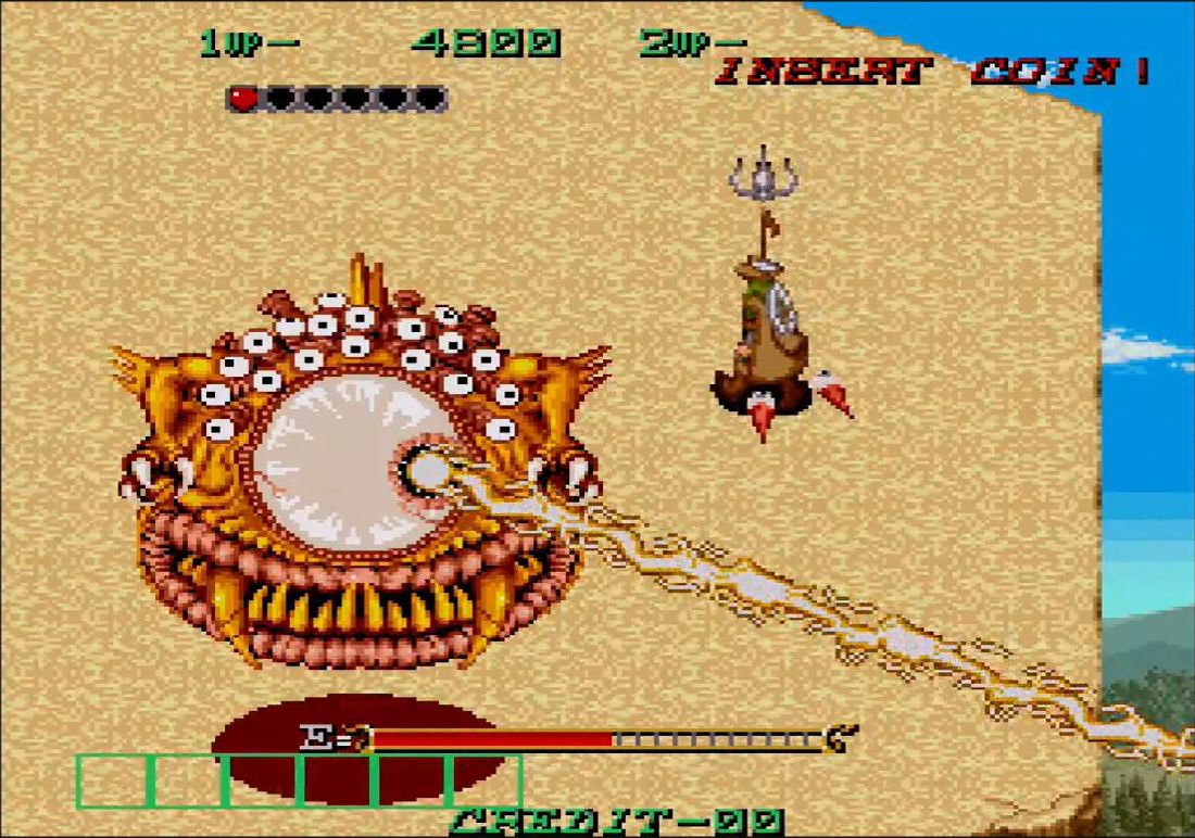 巨大かつ不気味な姿のボス敵も必見。写真はステージ3のボス、ビッグアイだ