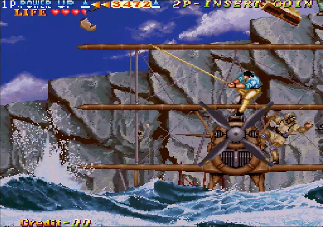 ムチを巻き付け、レバーを回すと「大回転攻撃」が繰り出せる