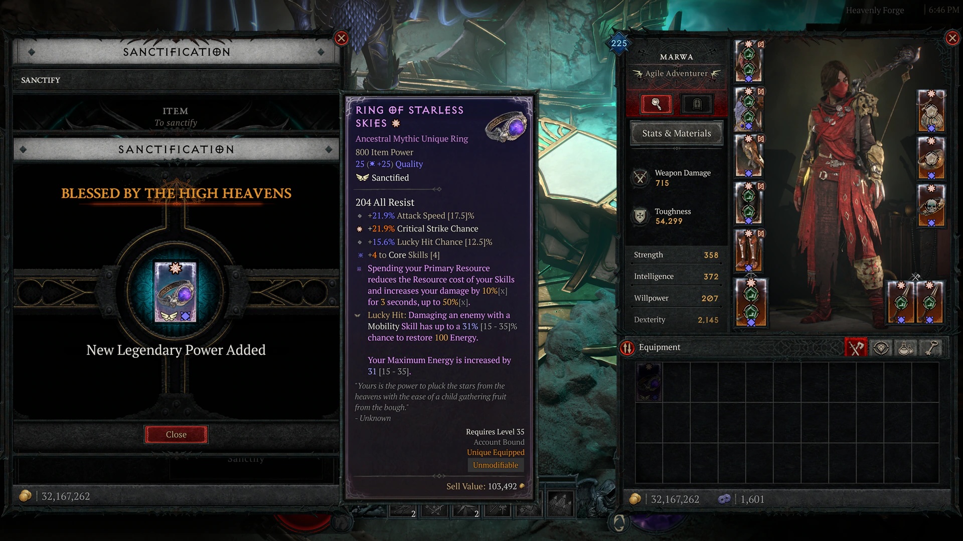 聖別は、天界の大いなる力を活用できるようになる機能で、この力をアイテムに注入することができる