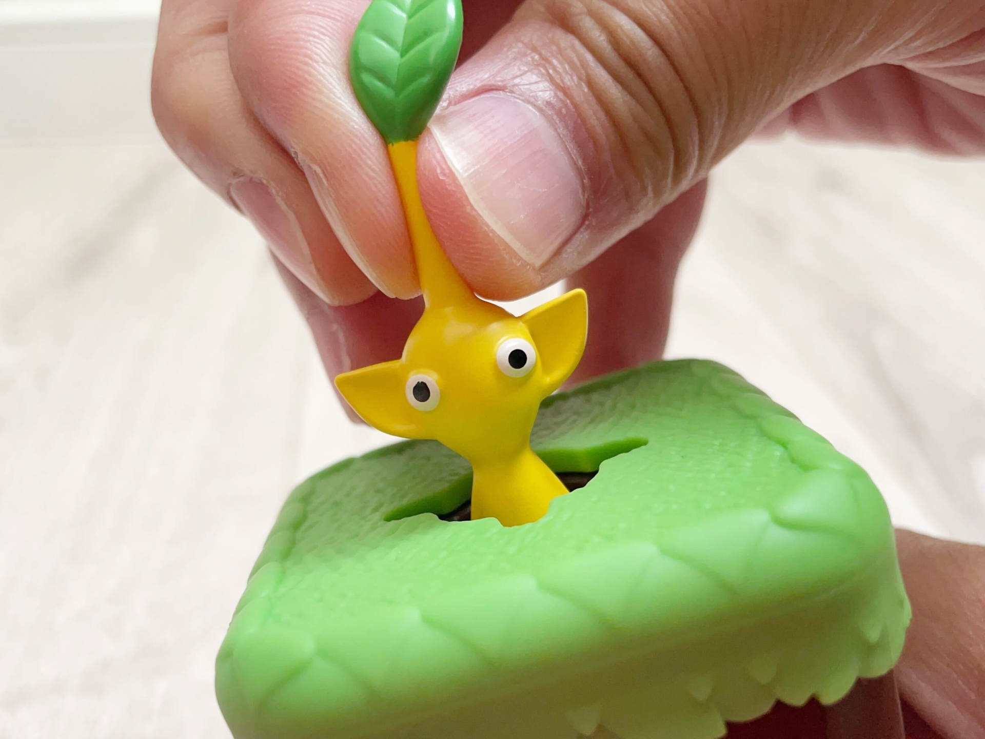 葉っぱ部分を引っ張れば、ぽんっと抜けてピクミンが登場