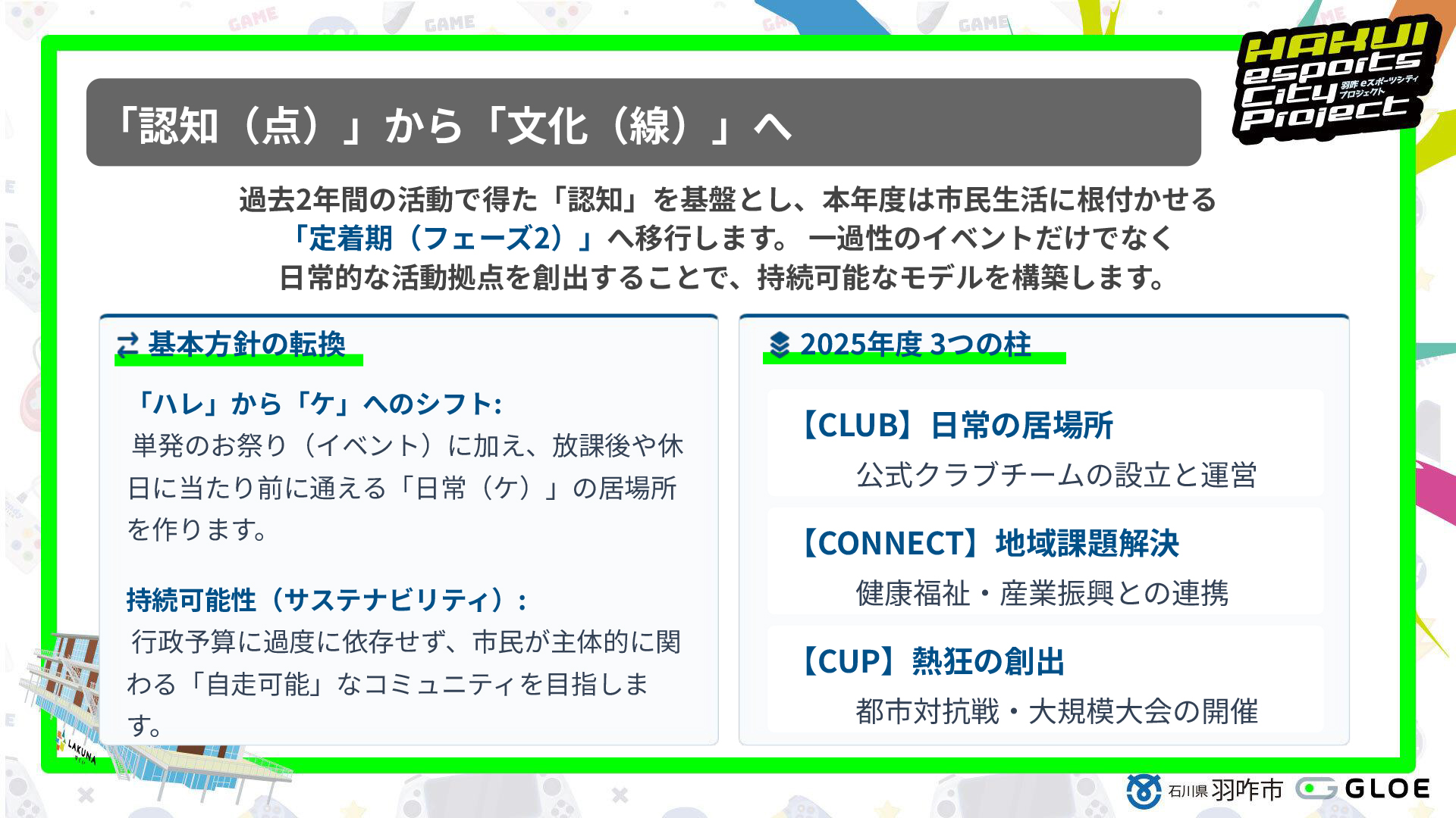 今年度はeスポーツのシーンをより日常的なものにしていく