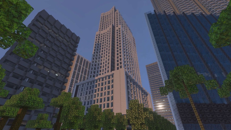 外観だけでなく内装まで作り込まれた、リアルな高層ビル建築