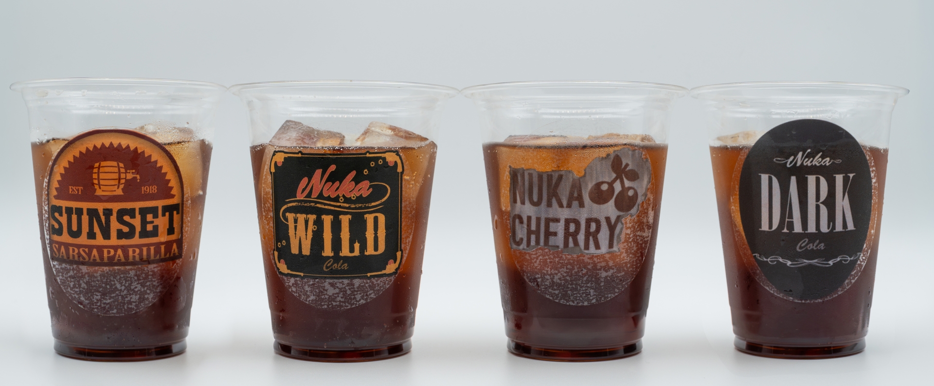 「サンセット・サルサパリラ」「ヌカ・コーラ・ワイルド」「ヌカ・チェリー」「ヌカ・コーラ・ダーク」