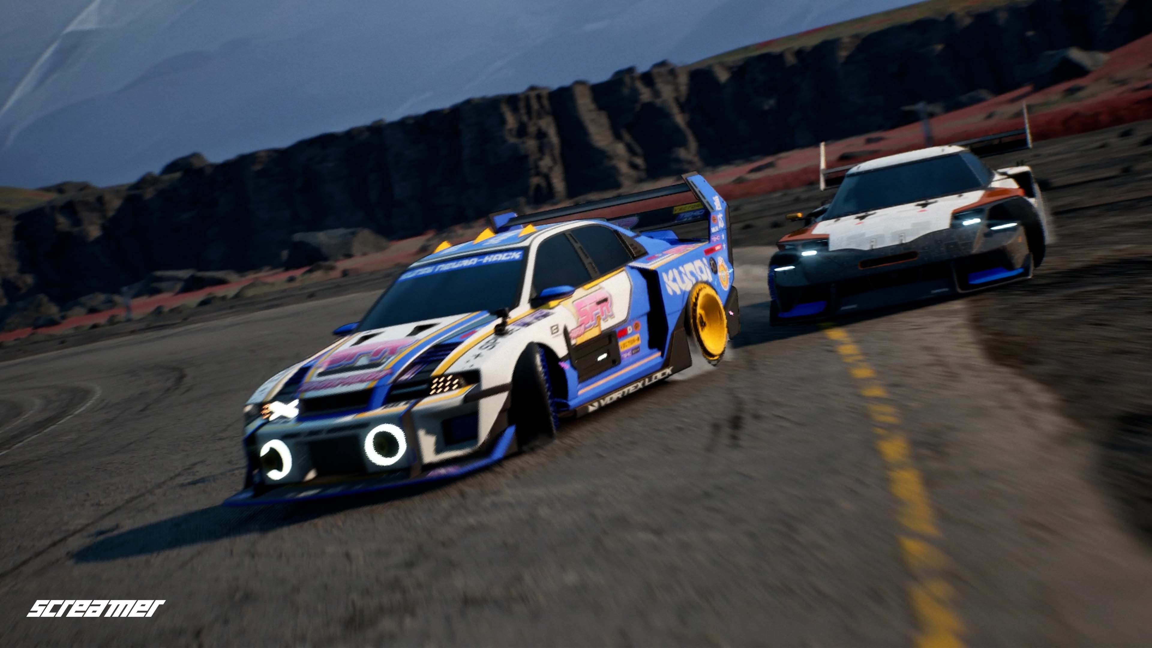 同社提供のイメージカットより。近未来を舞台にガチのレースゲームが楽しめる