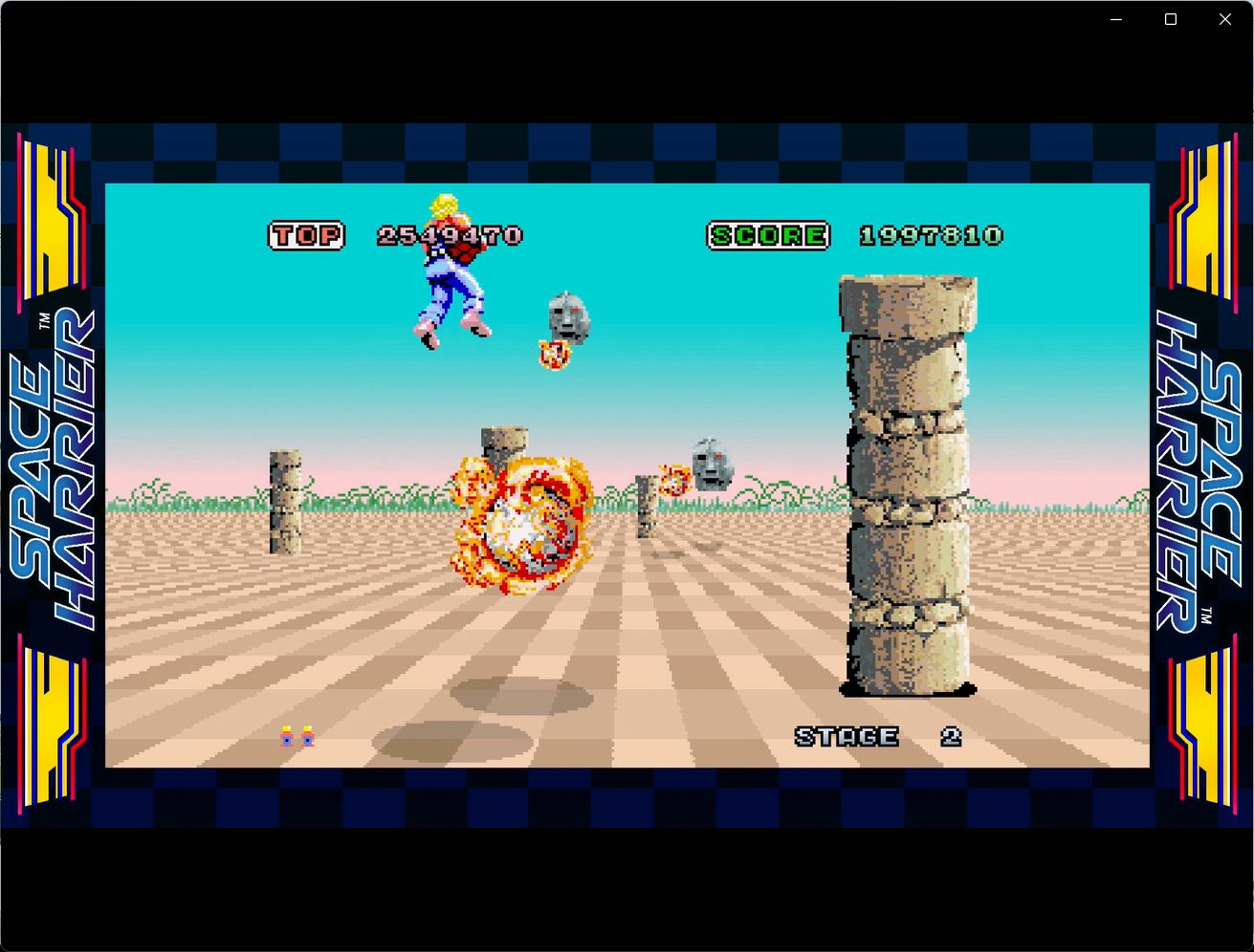 筆者が当時、何度もミスをしたステージ2の中盤。柱とアイダの火の玉を同時にかわすのがとても難しかった