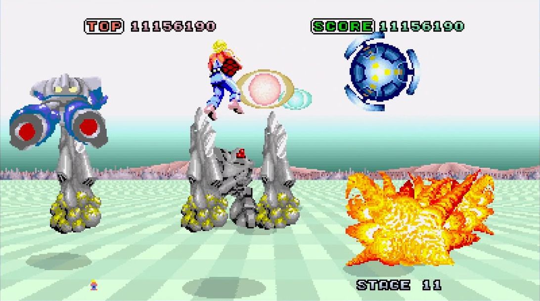 ステージ11より。バレルの放つバズーカ砲に気を取られると、3本柱についついぶつかってしまう