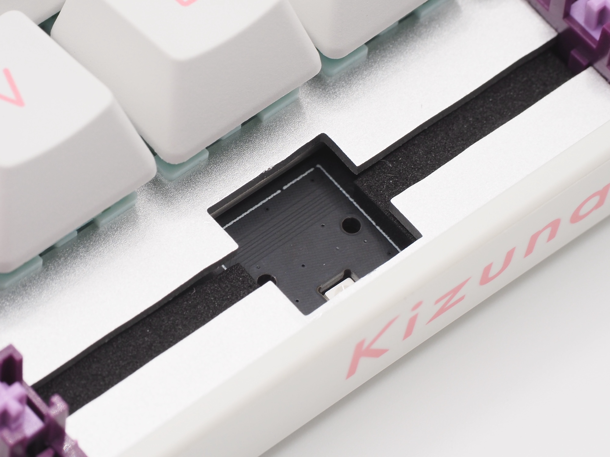 筐体内には打鍵音を整えるための吸音材が内蔵されている