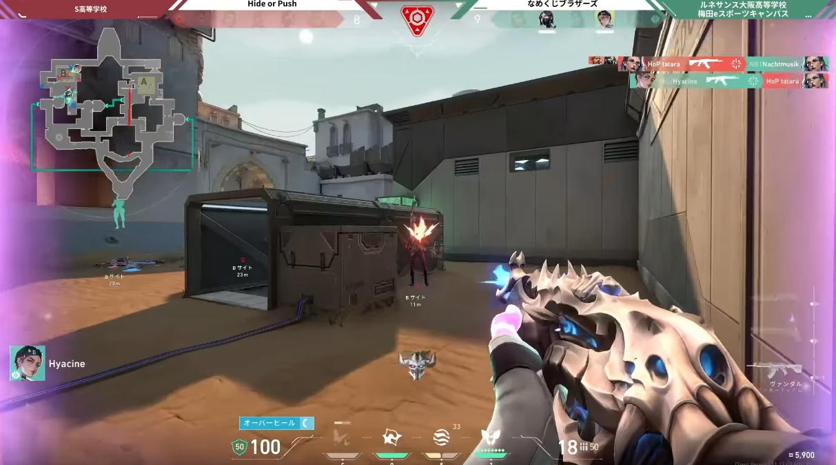 決勝戦第一試合では「なめくじブラザーズ」Hyacine選手が爆発。合計30キルを獲得し、チームの勝利に大きく貢献した