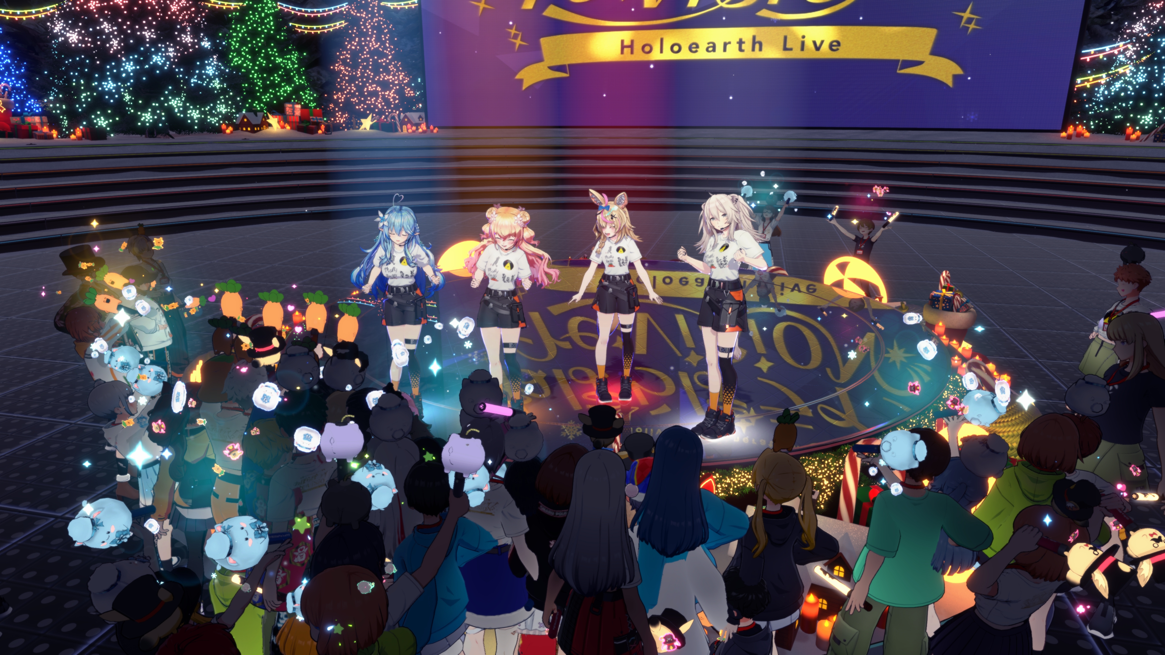 他の参加者の表示をONにすると、他プレーヤーの衣装やサイリウム、アクションなどが見えるようになるため、一体感＆ライブ感がより強く味わえる