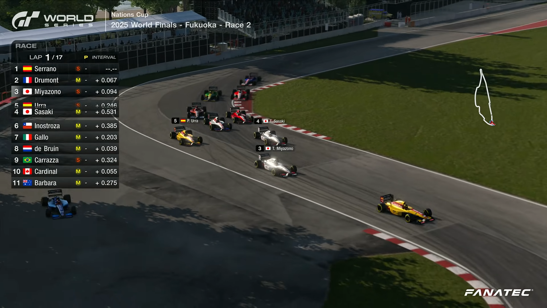 スタート直後にウラ選手とドルモン選手が接触