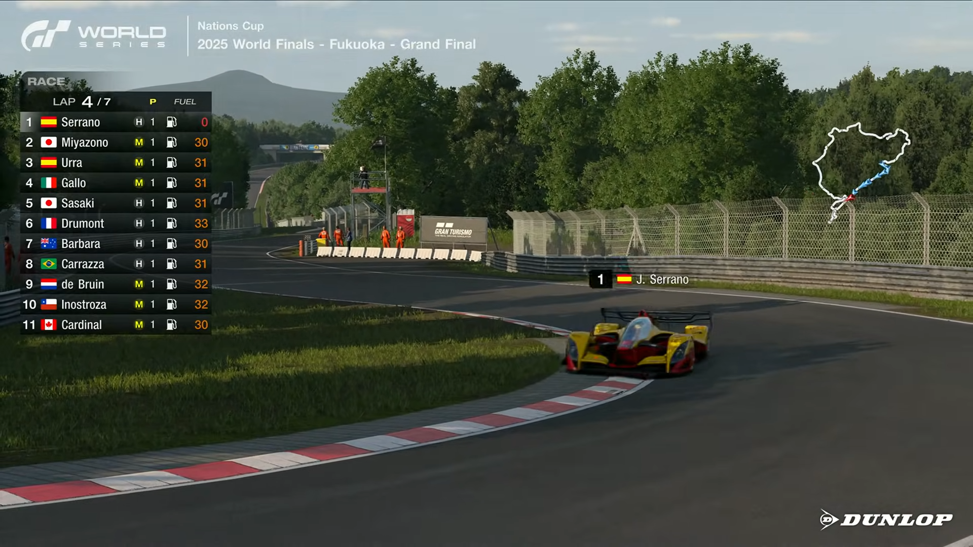 3周目前のピットインで給油量を抑えたセラーノ選手は、4周目終了直前で燃料が0になるもガス欠にはならず、驚きのマネジメントを見せた