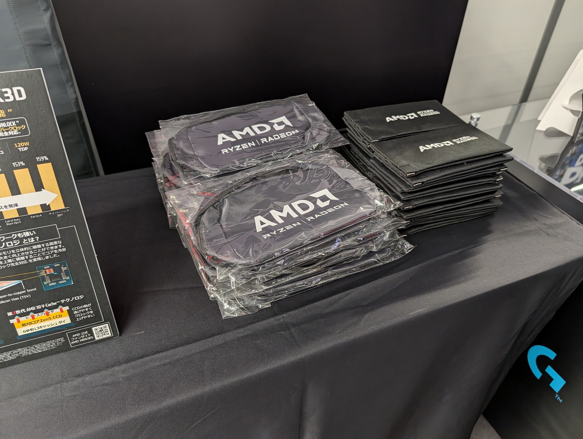 質問など声掛けしてくれた人にはAMDロゴ入りグッズをプレゼントしていた