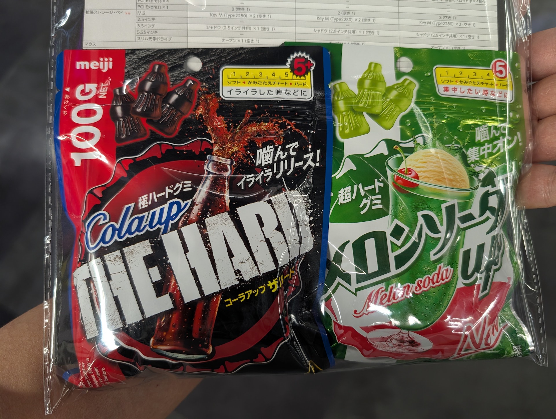 来場者全員には、G TUNEのチラシと明治のハードグミキャンディ2袋がプレゼントされた