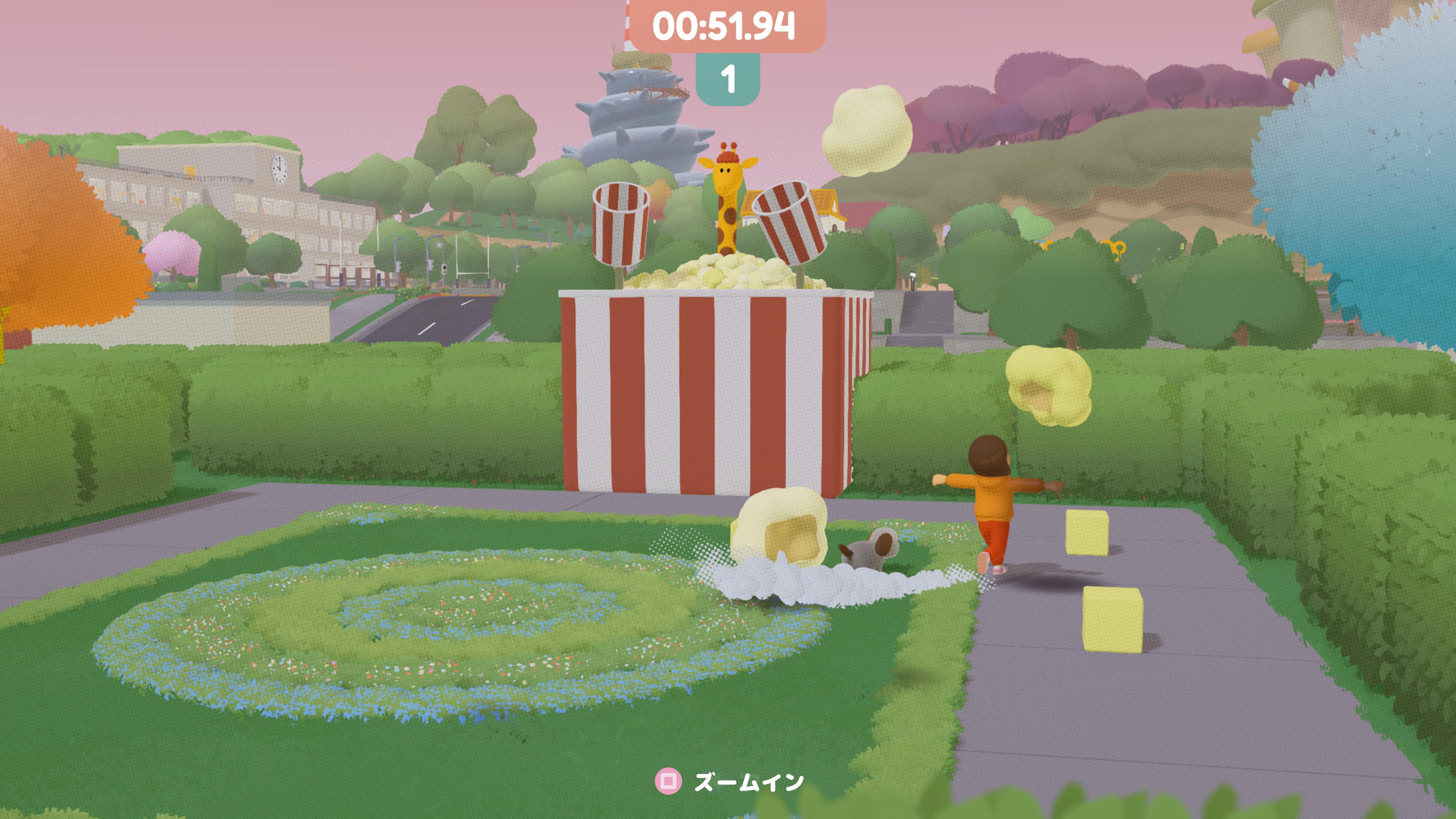 ポップコーンのミニゲーム（制限時間で数多くのポップコーンを獲得する）