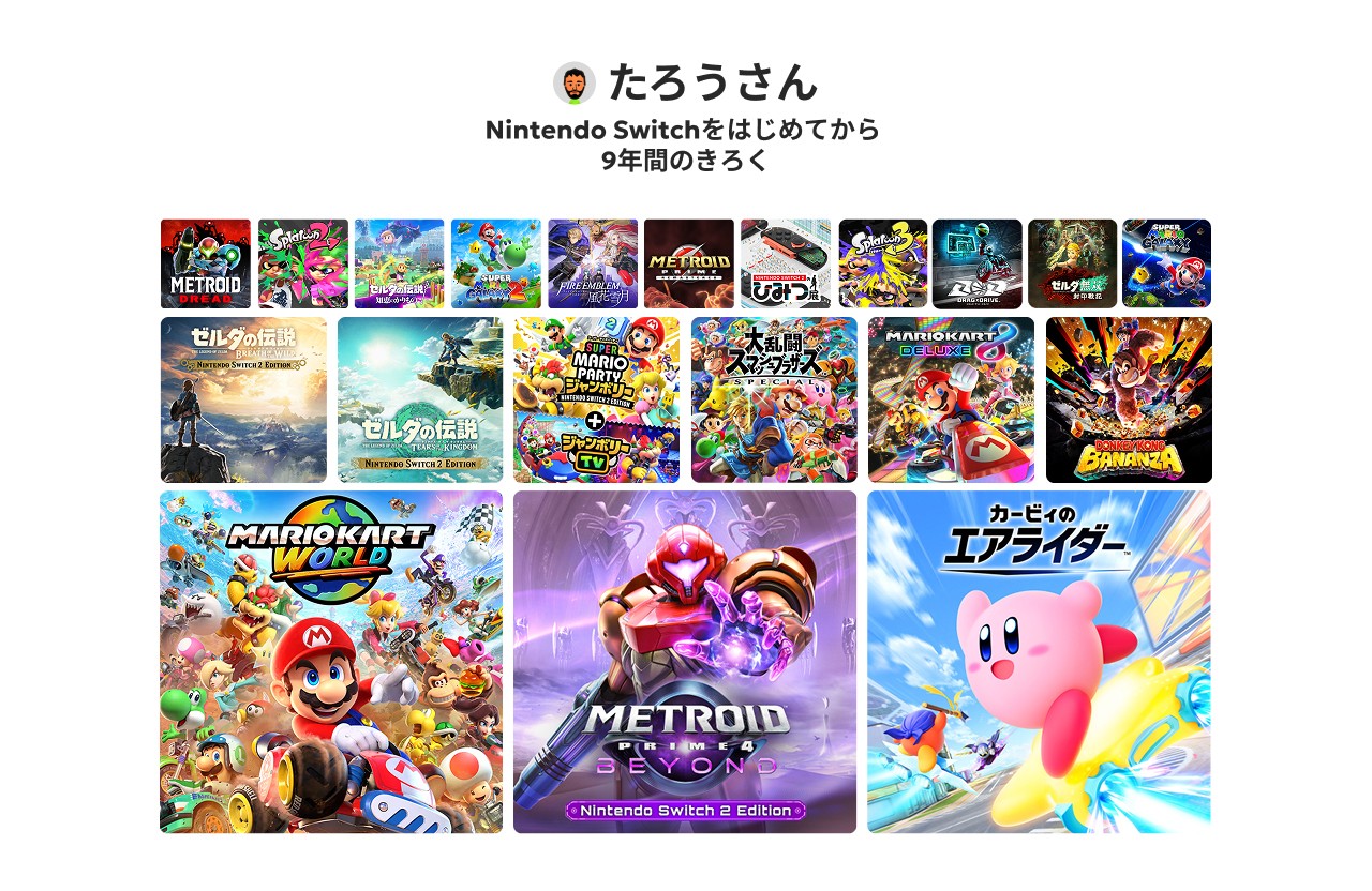 Nintendo Switchとのこれまでの歩みを振り返ることも可能