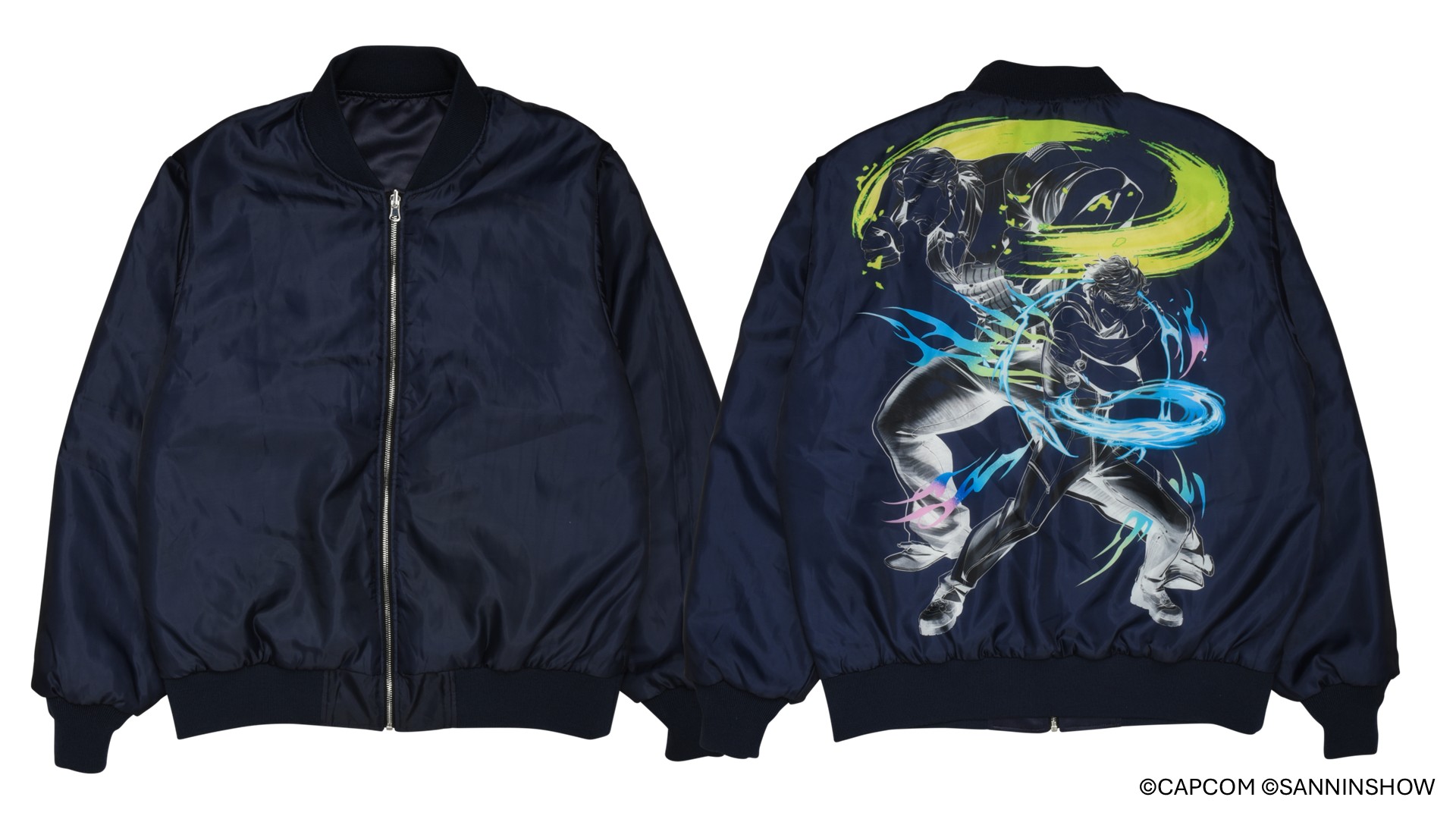 裏はネイビーで統一されたボディに描き下ろしアートを大胆にプリント。「ソニックブーム」カラーが映えるカラーリングに