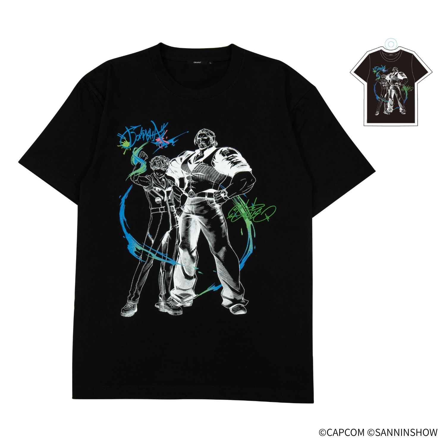 「東京ゲームショウ 2025」で販売された第0弾のTシャツ「ドンピシャ×ガイル 刺繍Tシャツ（ドンピシャ×ガイルVer.0）」も再販。購入特典としてTシャツと同じデザインのアクリルキーホルダー付き