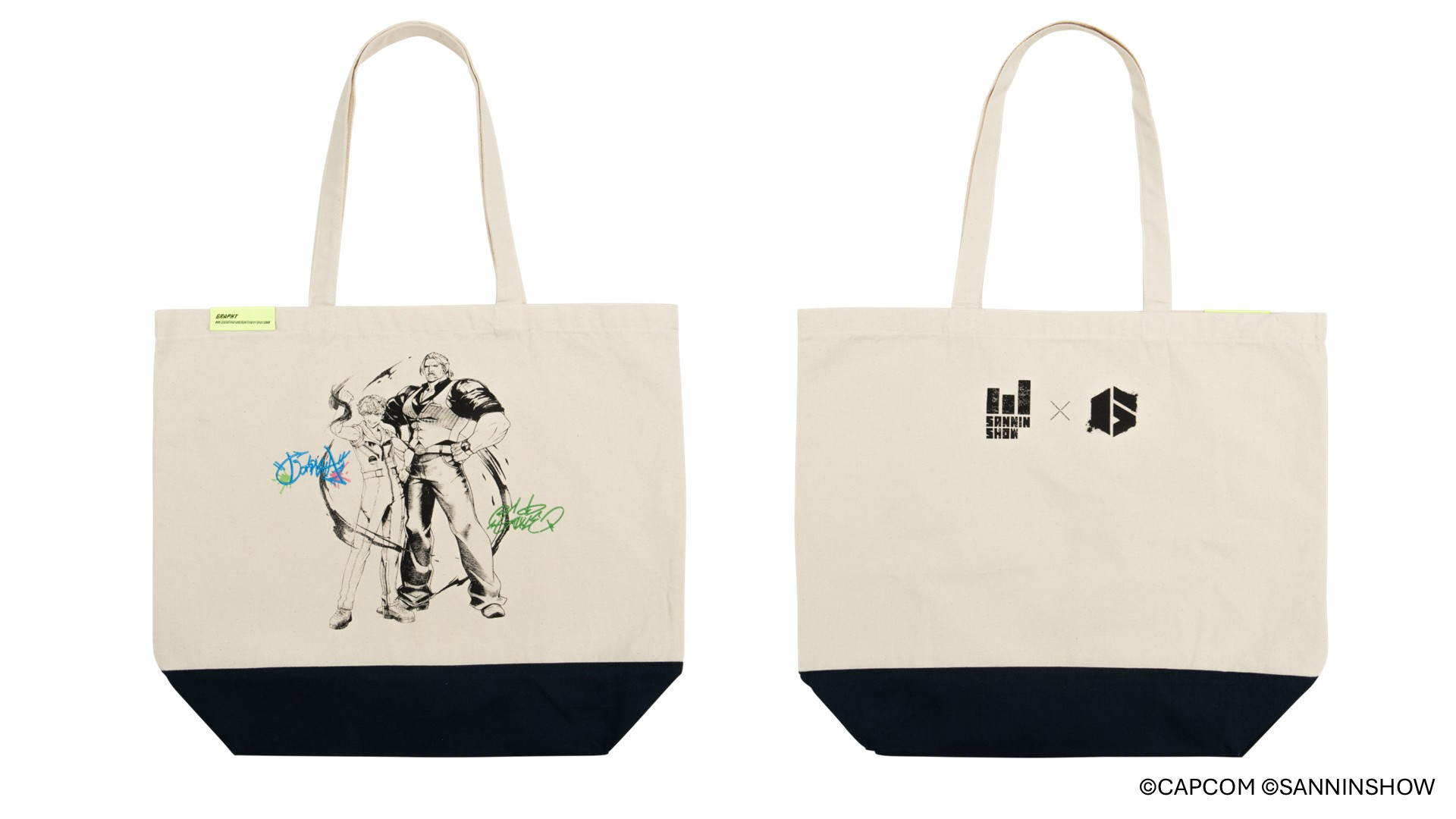 遠出やイベント参加などの荷物が多いシーンに便利なビッグサイズ。線画風のアートにグラフィティサインが刺繍されている