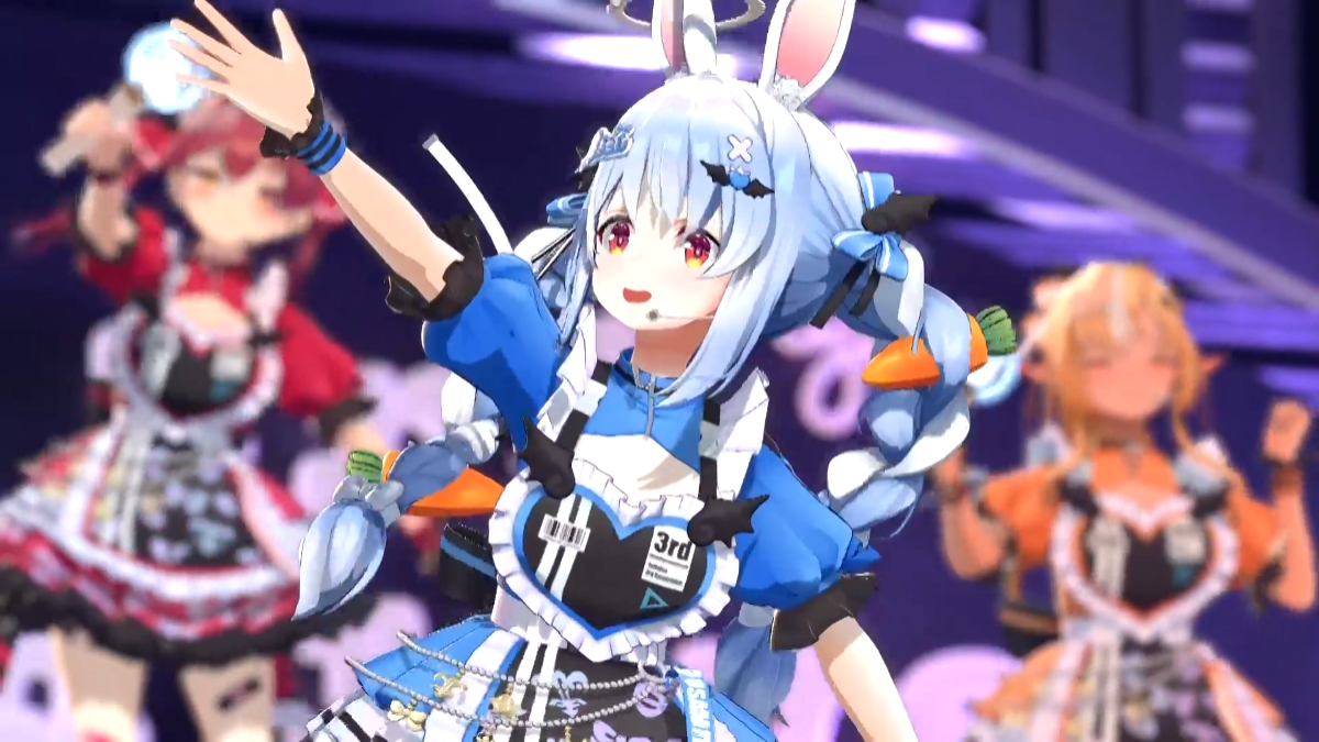 「ソロ曲シャッフルメドレー：ours（不知火フレア）→いいわけバニー（宝鐘マリン）→全力ジャンピング！（兎田ぺこら）→パイパイ仮面でどうかしらん？（白銀ノエル）」