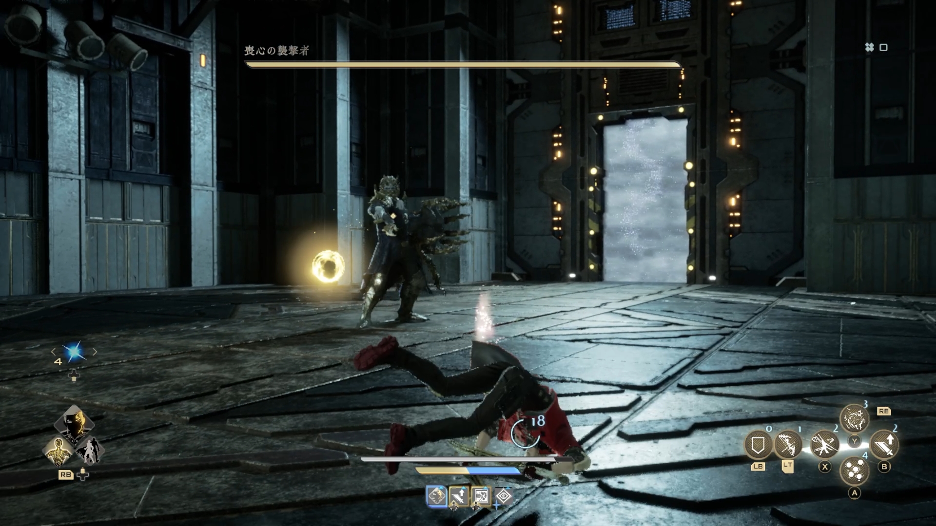 画面下部に上昇するステータスが表示されている