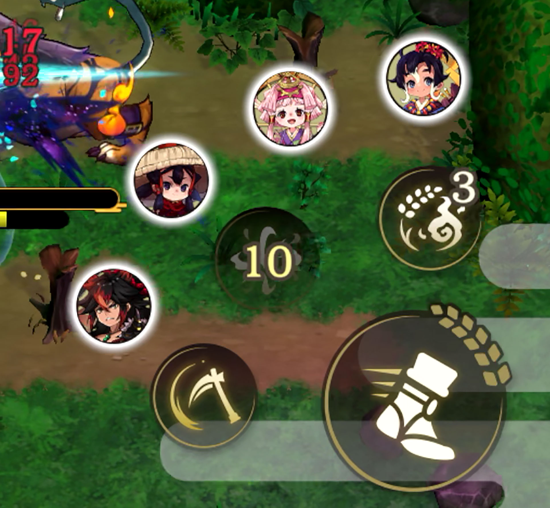 キャラクターのアイコンをタップすると必殺技が繰り出せる