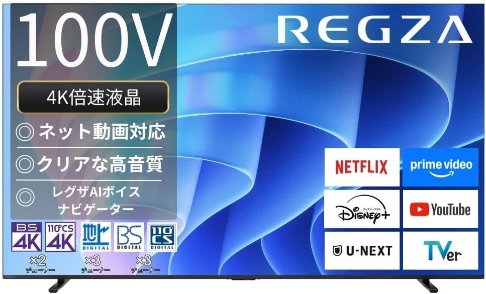 REGZA 100V型液晶テレビ「100E670R」（2025年モデル）