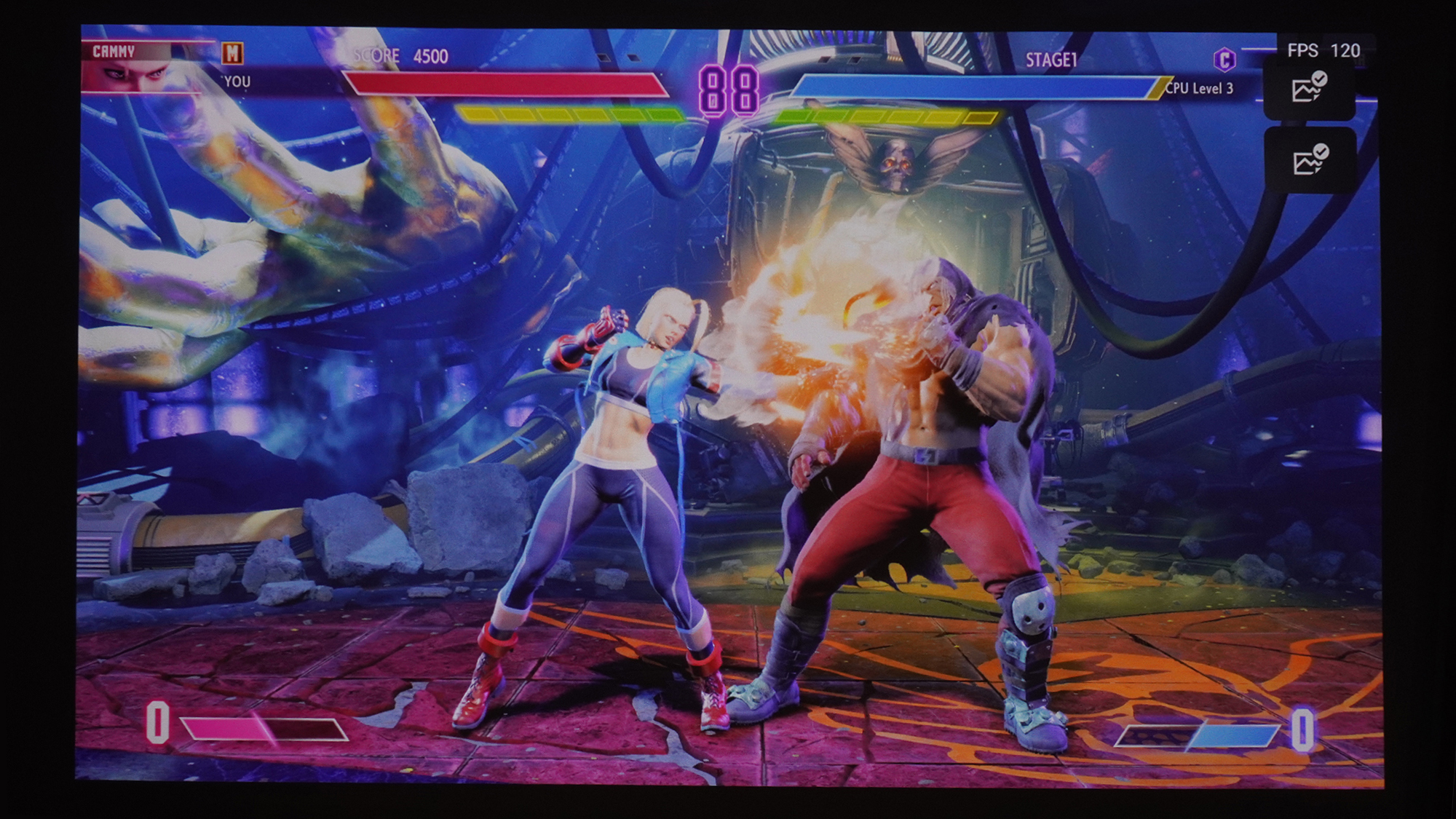 シーリングライト50％。感覚的には普段の生活に困らないレベルの明るさだが、ゲーム画面は鮮明に映し出される