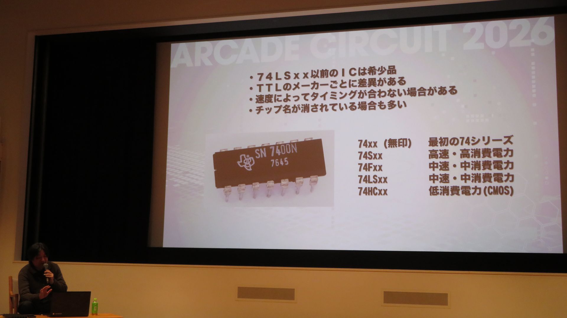 TTLを使用したアーケードゲームの問題点を解説するおにたま氏