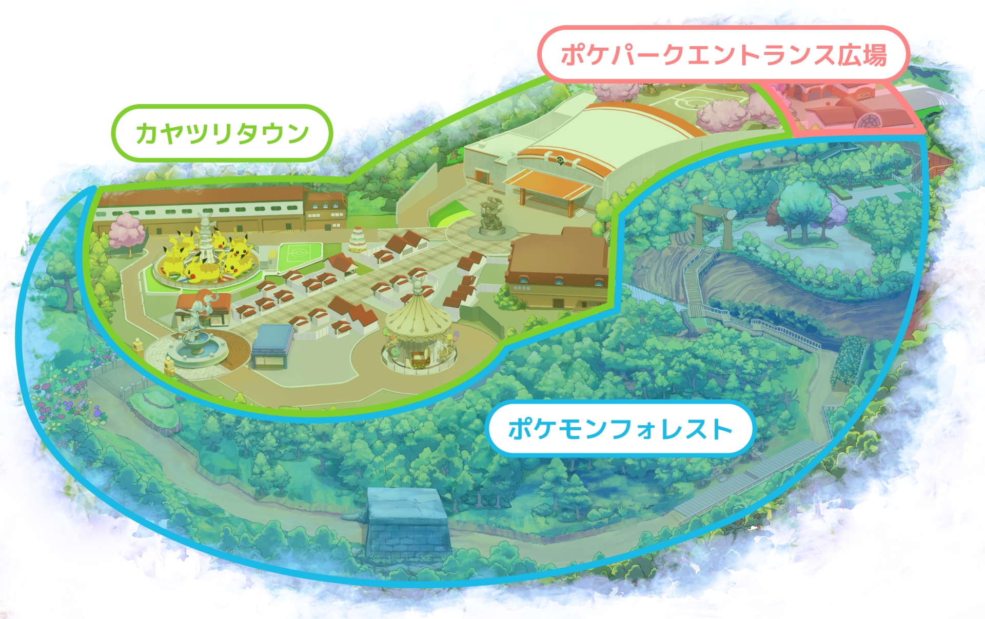 広大なエリアに3つのエリアが存在。チケットによって入れるエリアは異なるので、詳しくは公式サイトを確認のほど
