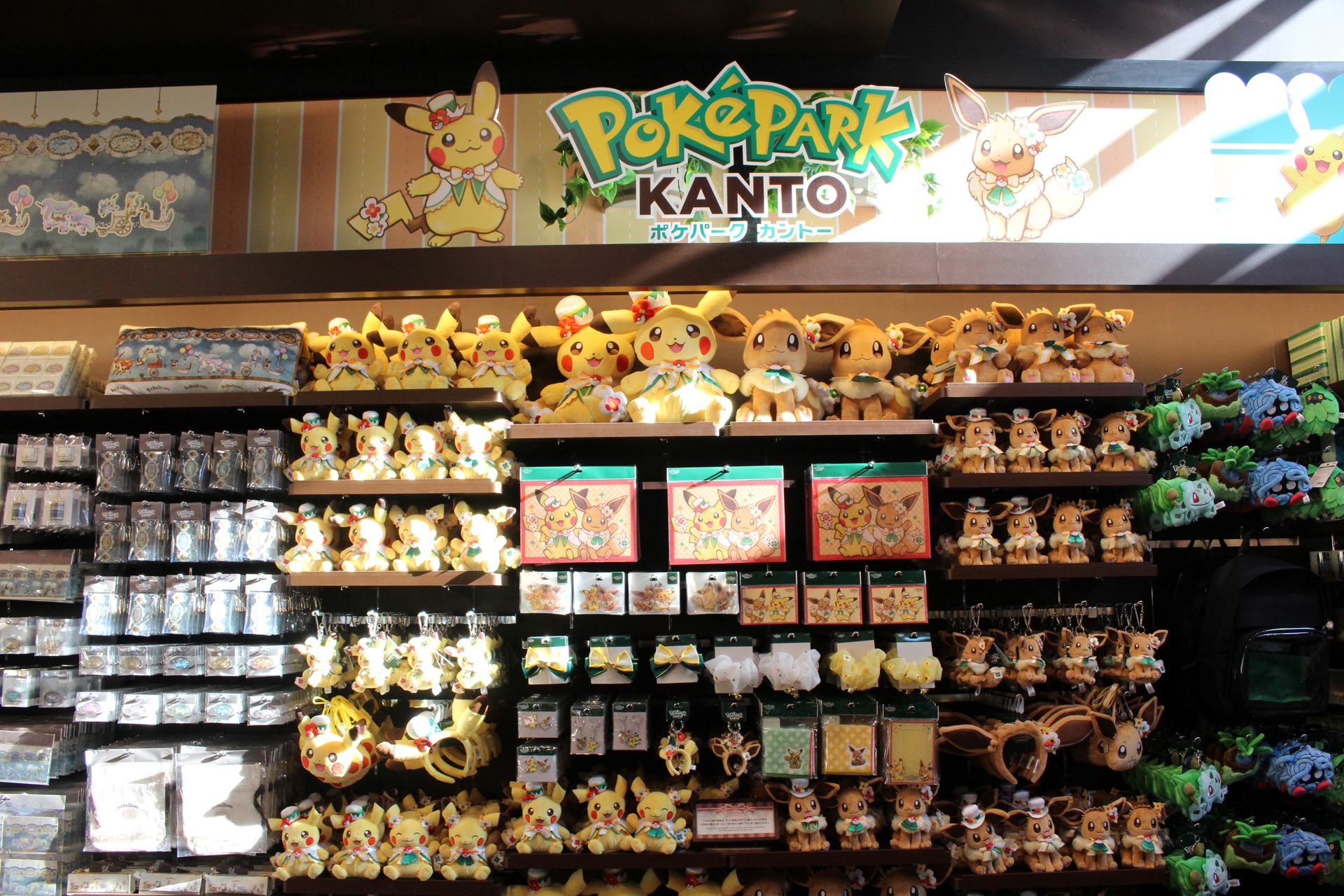 ポケモンフォレストで仲のいい様子を見せるピカチュウとイーブイのアイテムも多数