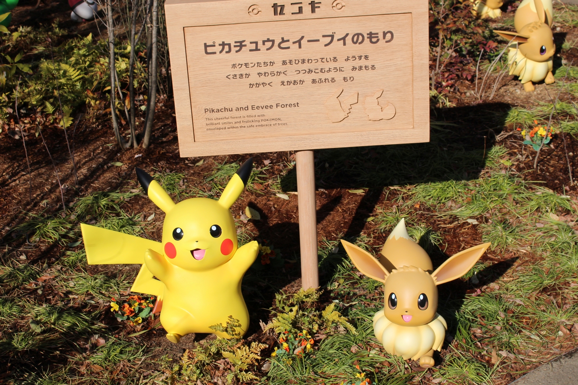 「ピカチュウとイーブイのもり」では、仲良く暮らすピカチュウとイーブイの姿を見られる