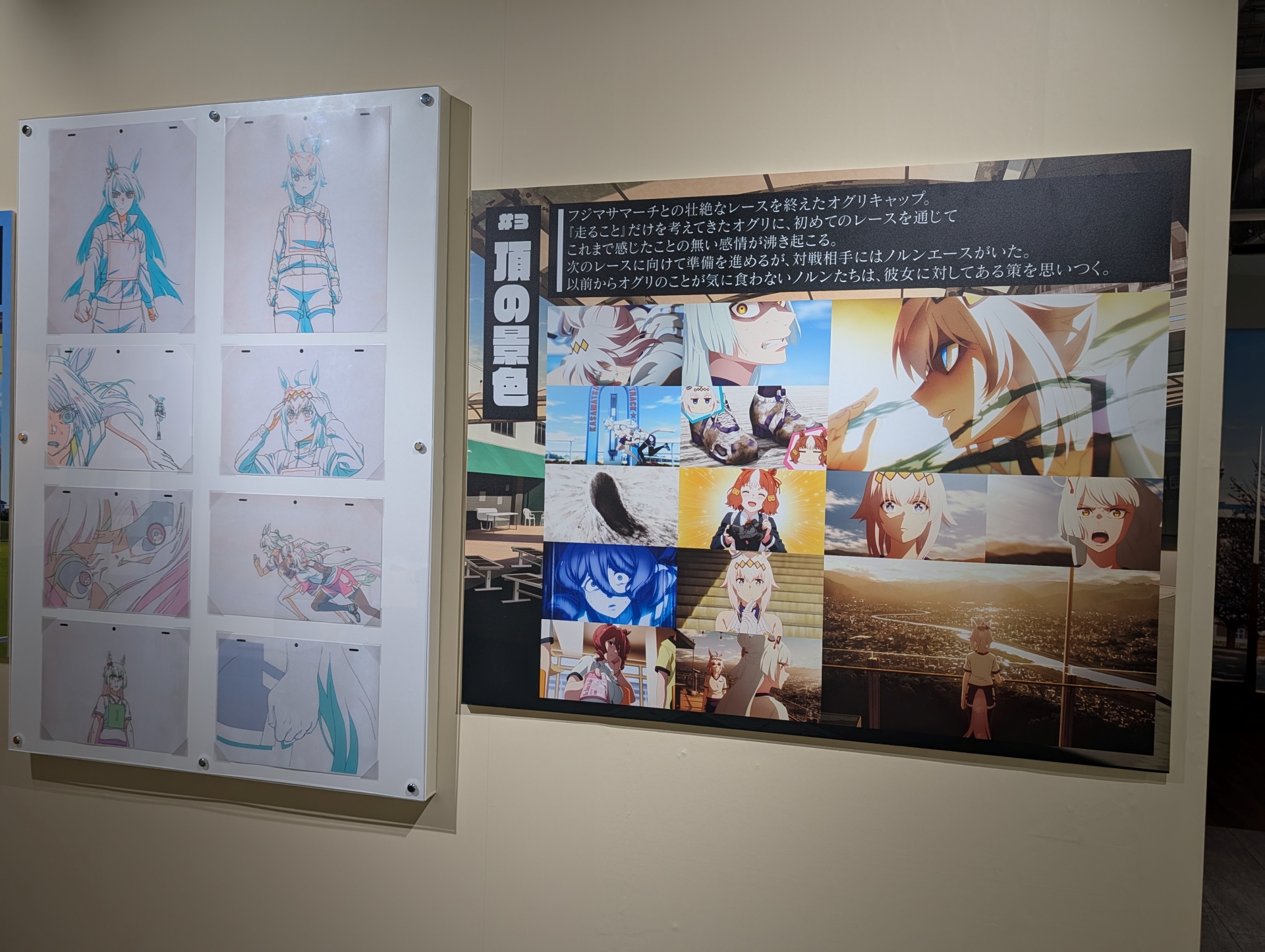 原画はアニメのシーンとともに展示されており、あの時のあのシーンか、と思い出しやすく構成されている
