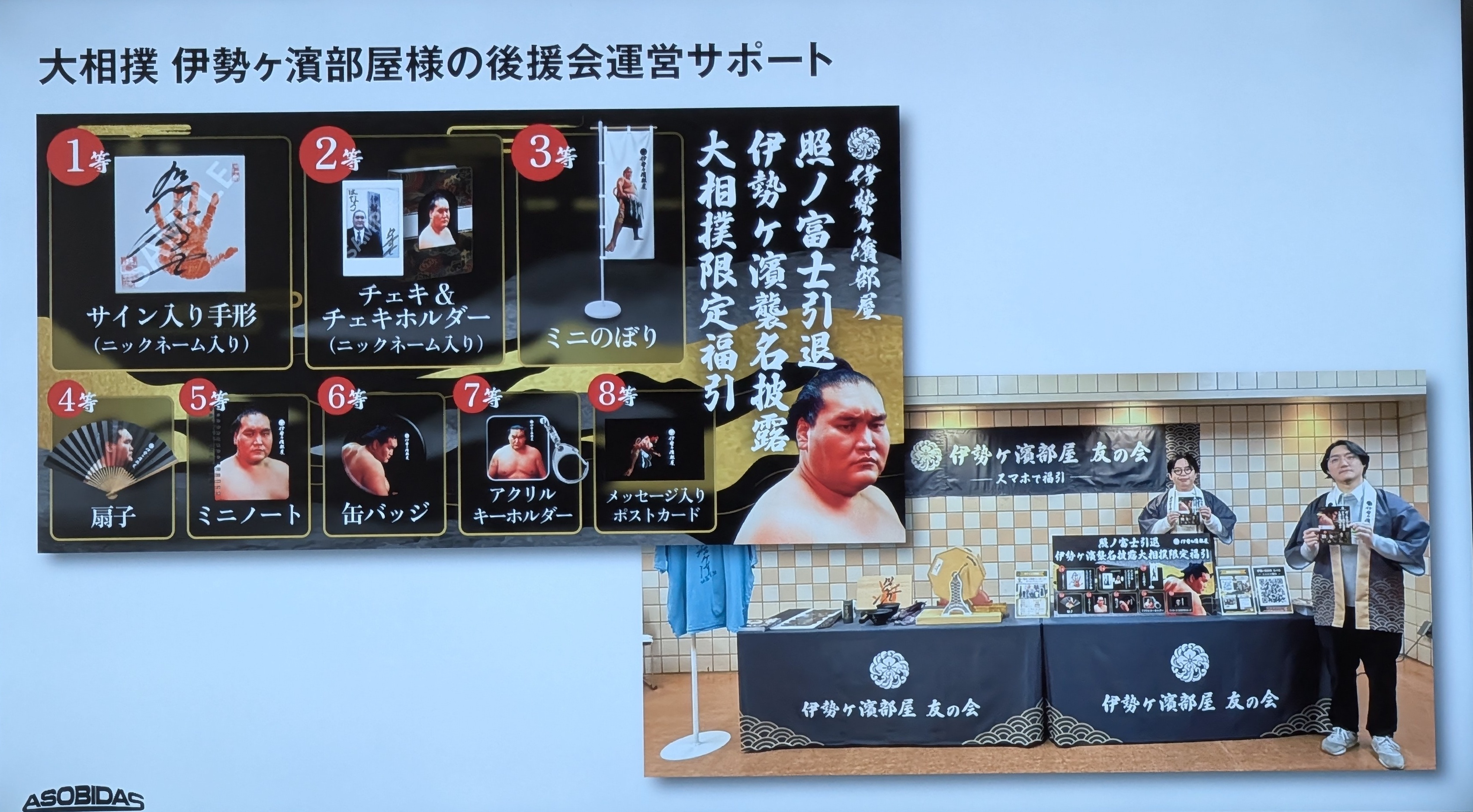 もう1つの事例として大相撲の伊勢ヶ濱部屋後援会の運営サポートを紹介