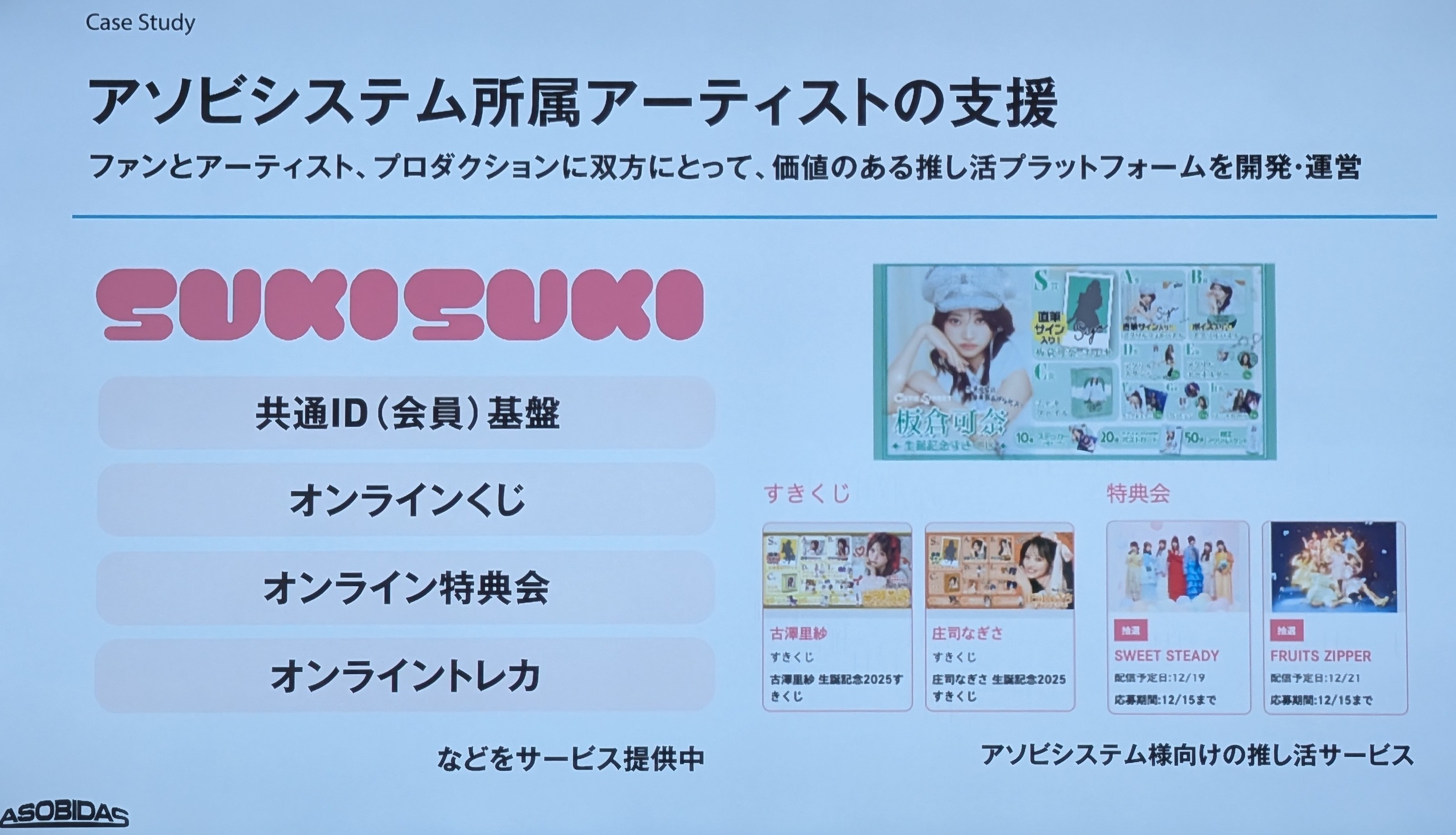 事例として「SUKISUKI」を活用するCANDY TUNEを紹介