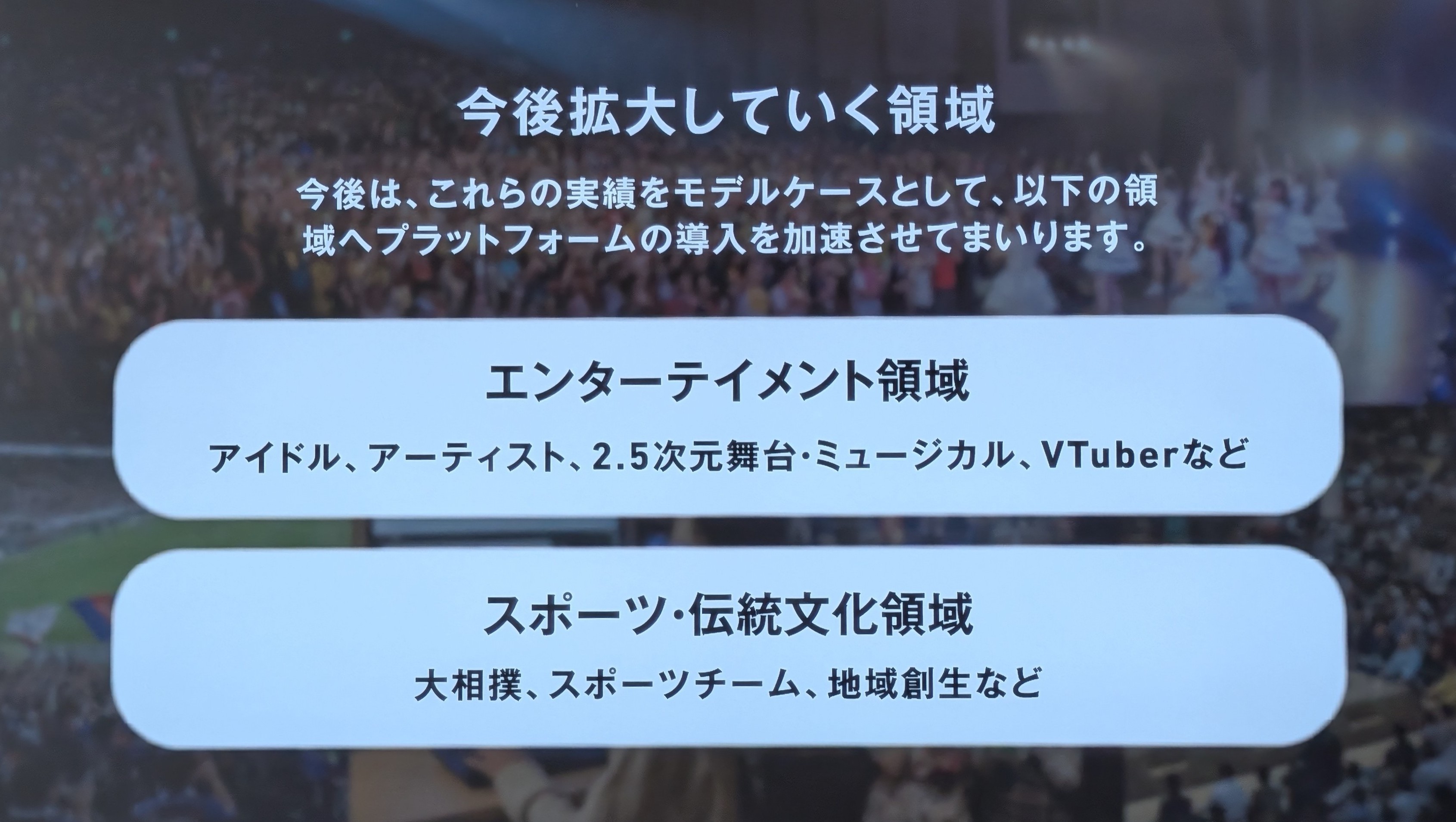 今後はアイドル以外にも2.5次元舞台やVTuberなどでも導入を進めていく