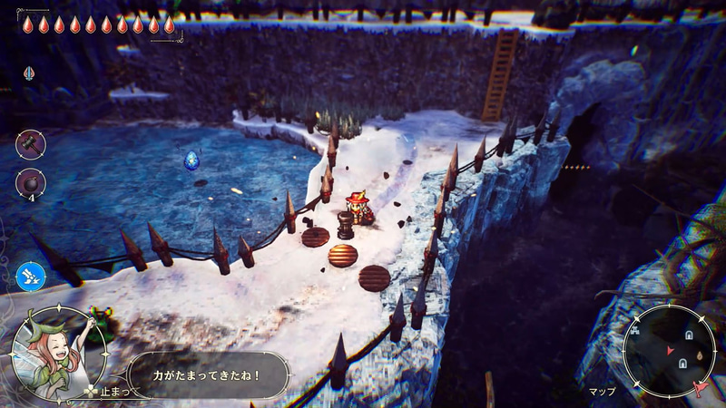 ハンマーは振りは遅い代わりに、一撃の威力が高い武器。また、必殺技は振り下ろし攻撃に変化。フィールドの杭を打ち付けることもできる