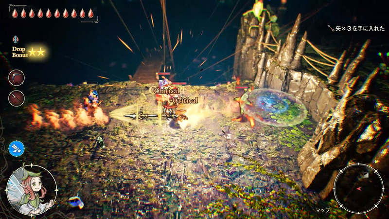 槍は突きを繰り出す正面に強い武器。リーチが長く、敵の間合いの外から攻撃できる。必殺技は突進する移動攻撃