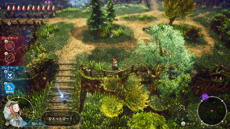 プレーヤー自身がRスティックで直接操作することもできるが、ローカル2Pプレイで他の人に操作を任せる協力プレイもできる