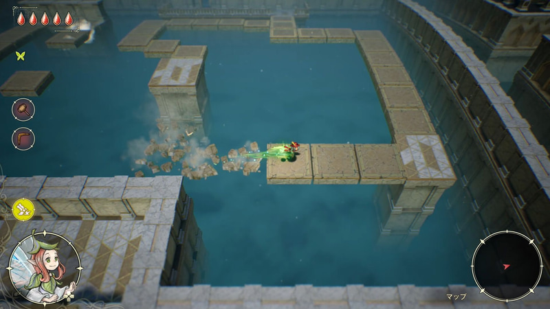 エリオットを加速させる魔法、“シッソー”。フィールドを素早く移動したり、謎解きにも利用できる