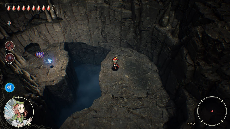 フェイのいる場所へエリオットをワープさせることができる魔法、“ワープ”。障害物や攻撃をかわしたり、敵の背後に回り込むなど、使い方は様々