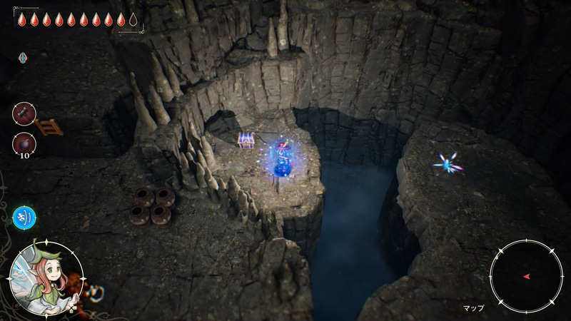 フェイのいる場所へエリオットをワープさせることができる魔法、“ワープ”。障害物や攻撃をかわしたり、敵の背後に回り込むなど、使い方は様々