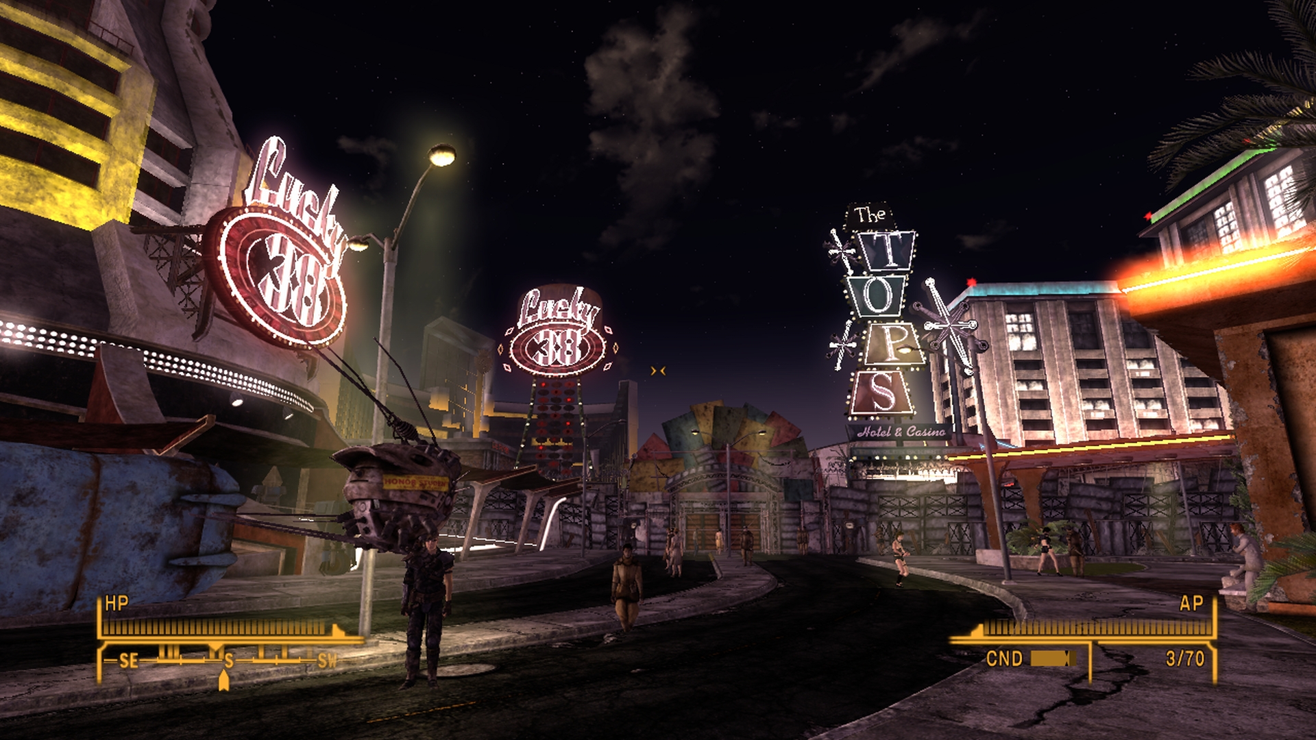 ゲーム内のラッキー38とその周辺。ドラマではゲームより少し狭い印象ではあったが、ラッキー38の前の雰囲気も良くできていた