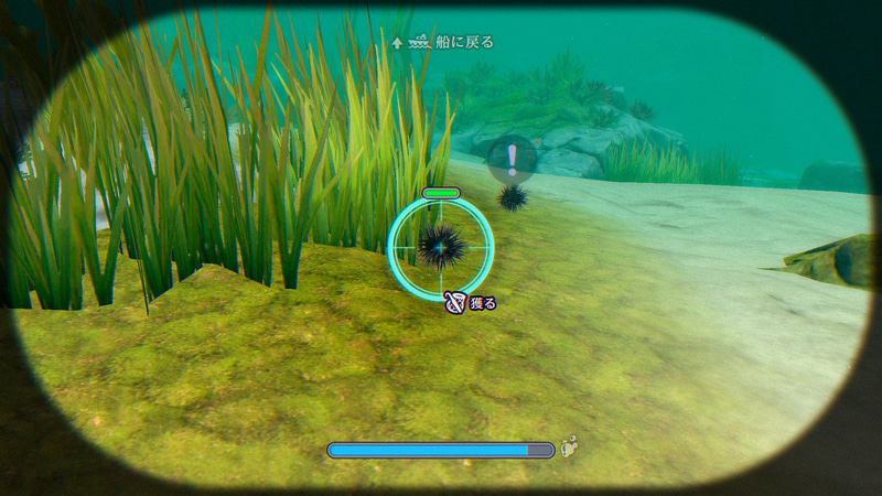 周囲を見渡し獲物に近づいて獲ってみよう。海中での酸素切れに注意