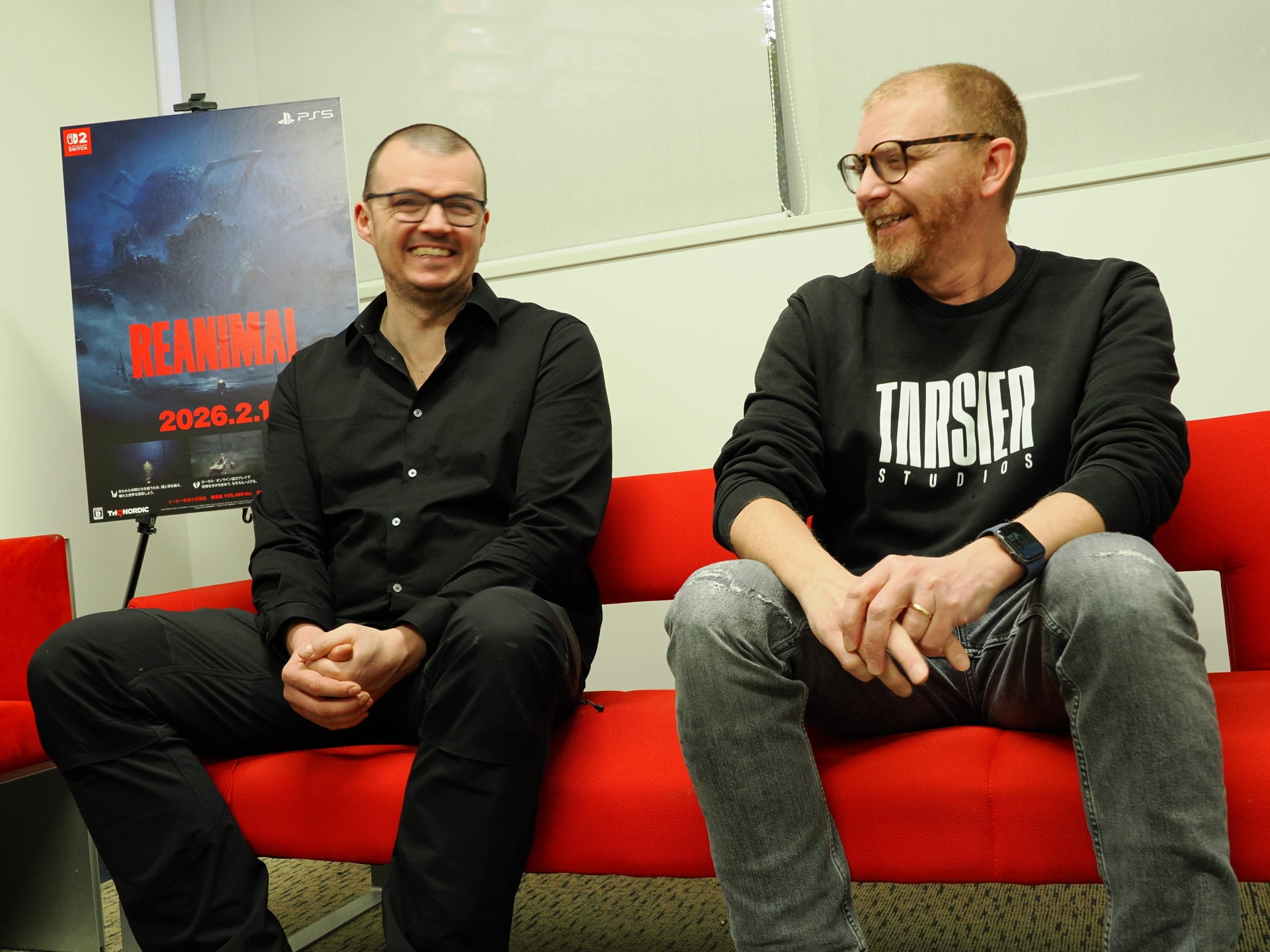Tarsier Studiosからナラティヴ・ディレクターを務めるデイヴ・マービック氏（左）、Tarsier Studios共同創設者で本作プロデューサーのアンドレアス・ジョンソン氏（右）